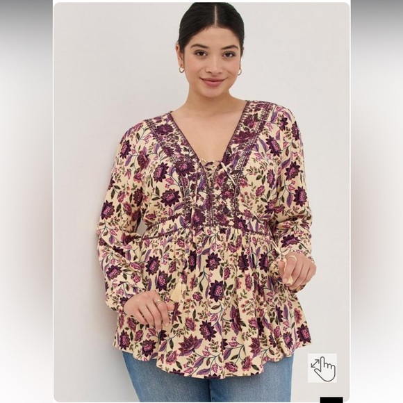 Torrid EUC women’s babydoll embroidered Top - Picture 1 of 15